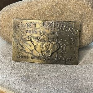 Vintage Brass Belt Buckle Pony Express
